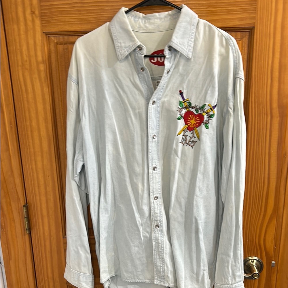 JOE Men's Light Blue Embroidered Shirt